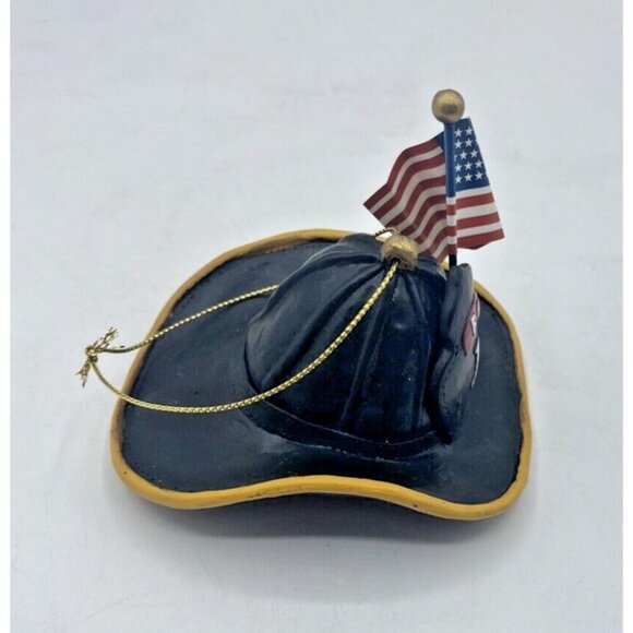 Fireman Hat Christmas Ornament Fire Department Helmet Patriotic Flag Firefighter - Picture 3 of 9